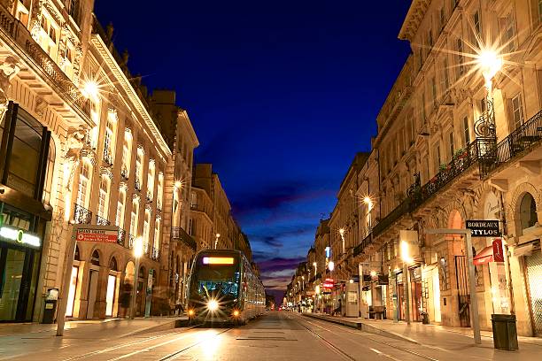 twilight in the city, Bordeaux, France